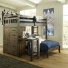 KIT Rustic Brown Twin Loft Bed with Twin Bed on Casters - St. Croix-2
