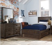 KIT Rustic Brown 4 Piece Twin Bedroom Set - St. Croix