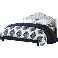 Navy Striped Twin Upholstered Bed - Anchor Bay