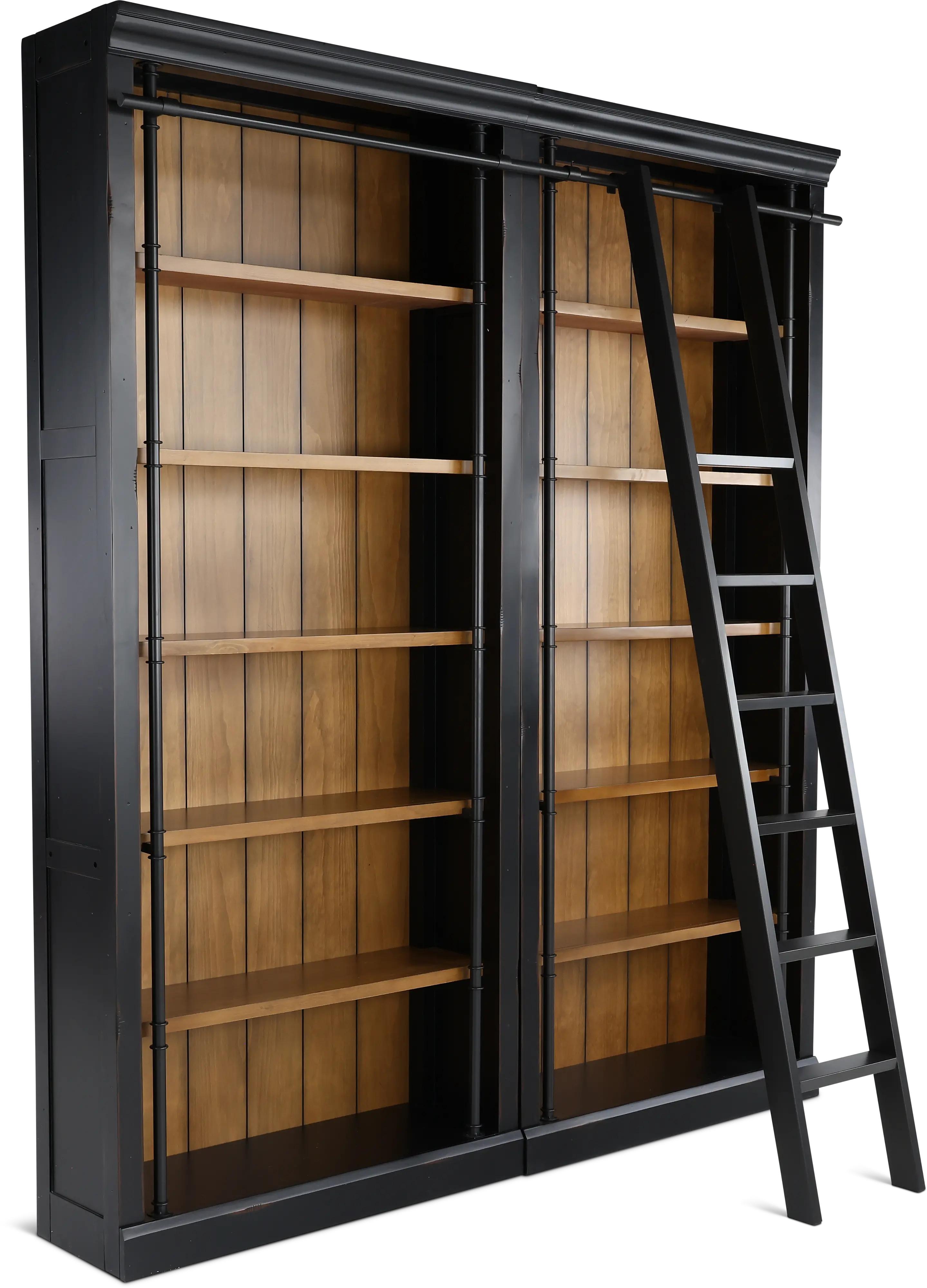 Toulouse 3 Piece Two Tone Brown Bookshelf Wall-1