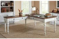 Durham Cherry Brown and White L Shaped Office Desk