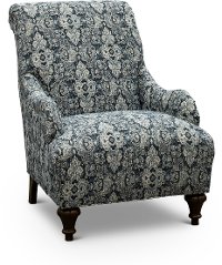 Traditional Indigo Blue Floral Accent Chair - Kelsey