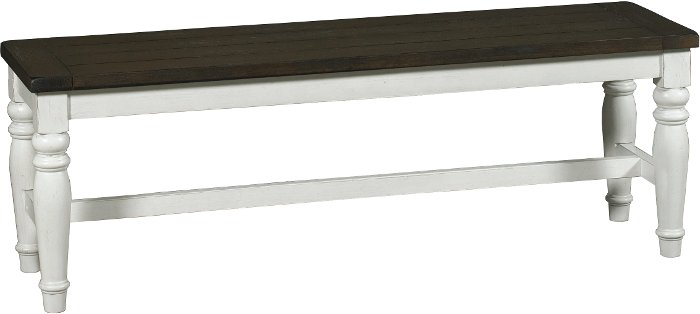 French Country White Two-Tone Dining Bench - Bourbon County