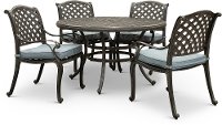 Gray Metal 5 Piece Round Patio Dining Set - Macan