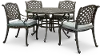 Macan Gray Metal 5 Piece Round Patio Dining Set
