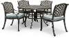 Macan Gray Metal 5 Piece Round Patio Dining Set
