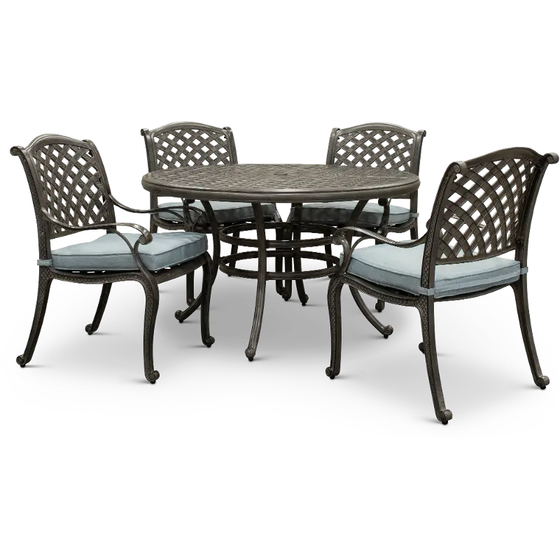 Macan Gray Metal 5 Piece Round Patio Dining Set