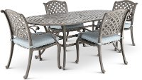 Gray Metal 5 Piece Oval Patio Dining Set - Macan