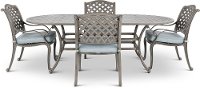 Gray Metal 5 Piece Oval Patio Dining Set - Macan-3