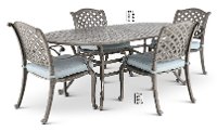 Gray Metal 5 Piece Oval Patio Dining Set - Macan-4
