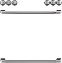 CXFCEHKPMSS Cafe Electric Range Accessory Kit with 2 Handles and 6 Knobs in Brushed Stainless Steel