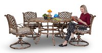 Traditional 5 Piece Patio Hexagon Dining Set - Castle Rock-3