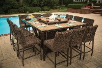 11 Piece Outdoor Fire Pit Patio Dining Set - Franklin