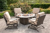 Sand Sunbrella 5 Piece Fire Pit Patio Set - Davenport