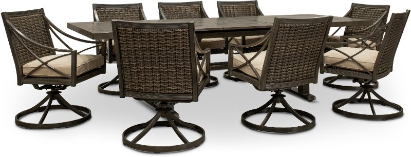 Sunbrella Fabric 9 Piece Patio Dining Set Davenport Rc Willey