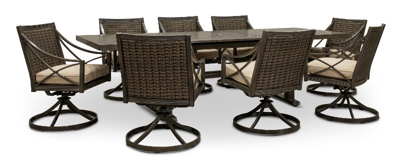 Sunbrella Fabric 9 Piece Patio Set Davenport Rc Willey Sunbrella Fabric 9 Piece Patio Set