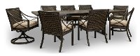 Sunbrella Sand and Wicker 9 Piece Patio Dining Set - Davenport