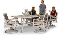 White Washed Patio Dining Set Swivel Chairs - Lake House