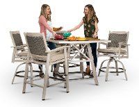 White Washed Patio Bar Dining Set - Lake House