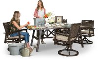 Ash Gray Swivel Chairs Patio Dining Set - Glenwood