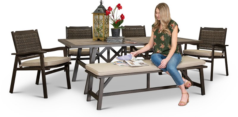 Ash Gray Sunbrella 6 Piece Patio Dining Set Glenwood