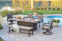 Ash Gray Outdoor Fire Pit Dining Set - Glenwood