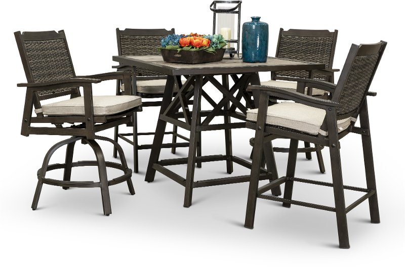 Ash Gray Outdoor Patio Pub Dining Set Glenwood