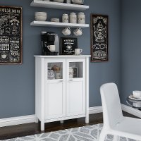 White Bar Cabinet with Wine Storage - Broadview