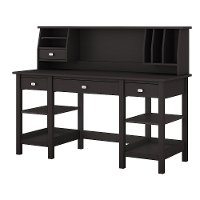 Espresso Oak 60 Inch Desk with Hutch Organizer - Broadview-2