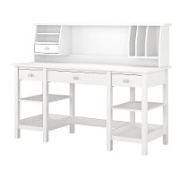 White 60 Inch Desk with Hutch Organizer - Broadview-2