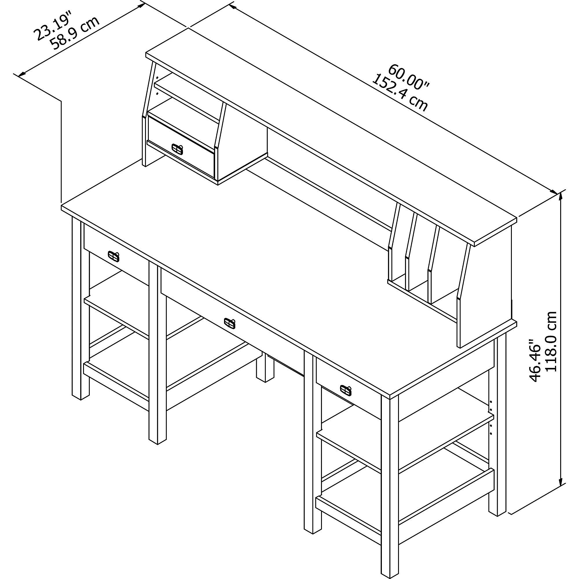 White 60 Inch Desk with Hutch Organizer - Broadview-6