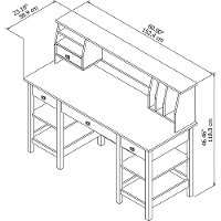 White 60 Inch Desk with Hutch Organizer - Broadview-6