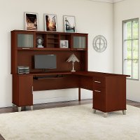 Cherry L Shaped Desk with Hutch - Somerset