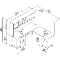 Cherry L Shaped Desk with Hutch - Somerset-6