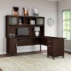 Mocha L Shaped Desk with Hutch - Somerset
