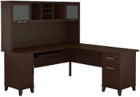 Mocha L Shaped Desk with Hutch - Somerset-2