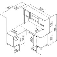 Cherry L Shaped Computer Desk with Hutch - Somerset-6