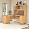 Maple L Shaped Computer Desk with Hutch - Somerset