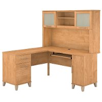Maple L Shaped Computer Desk with Hutch - Somerset-2