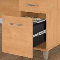 Maple L Shaped Computer Desk with Hutch - Somerset-5