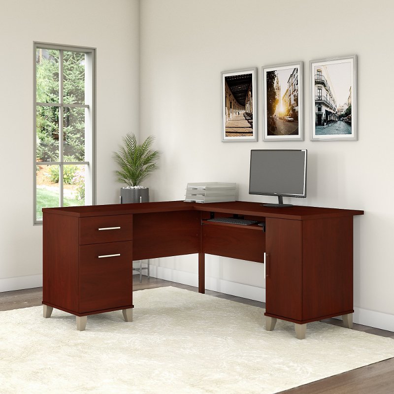60 Inch Cherry L Shaped Desk Somerset Rc Willey Furniture Store