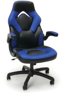Blue and Black Racing Style Leather Gaming Chair - Essentials