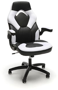 White and Black Racing Style Leather Gaming Chair - Essentials