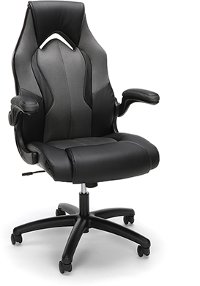 Gray and Black Leather Gaming Chair - Essentials