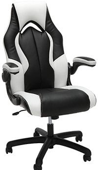 White and Black Leather Gaming Chair - Essentials