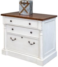 Farmhouse White and Cherry File Cabinet - Durham