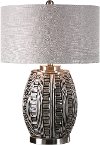 Ceramic Weave Pattern Table Lamp with Nickel Details