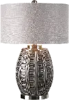 Ceramic Weave Pattern Table Lamp with Nickel Details