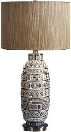 Aged Ivory Ceramic Embossed Tribal Table Lamp