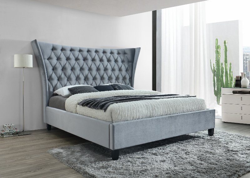 Contemporary Light Blue Queen Upholstered Bed Gabriella Rc Contemporary Light Blue Queen Upholstered Bed Gabriella Rc Willey Furniture